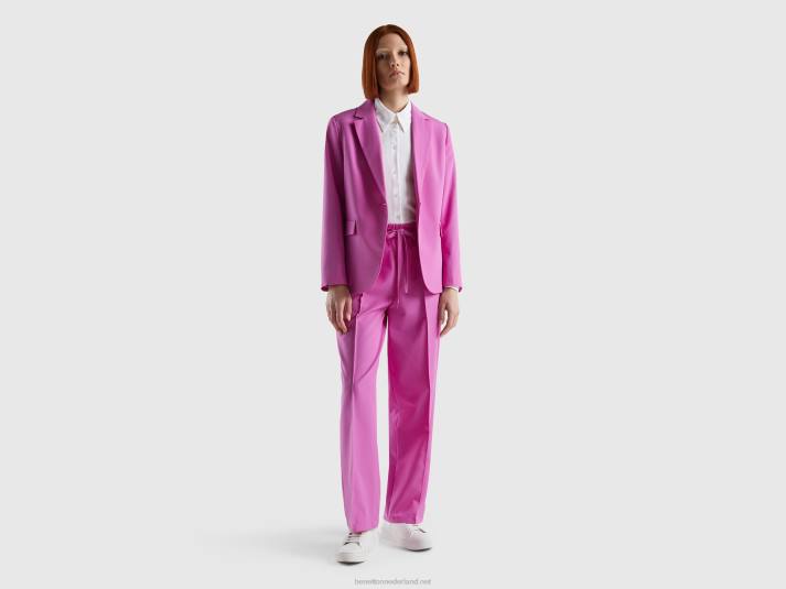vrouwen Benetton zwierige broek met trekkoord roze 4R62564