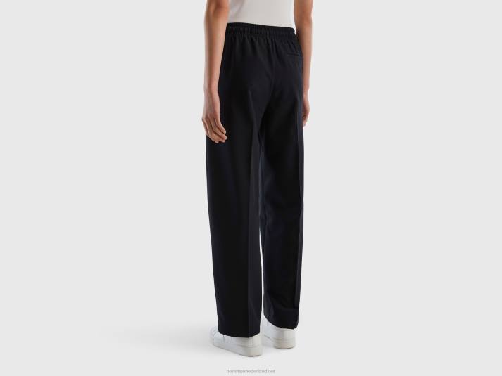 vrouwen Benetton zwierige broek met trekkoord zwart 4R62562