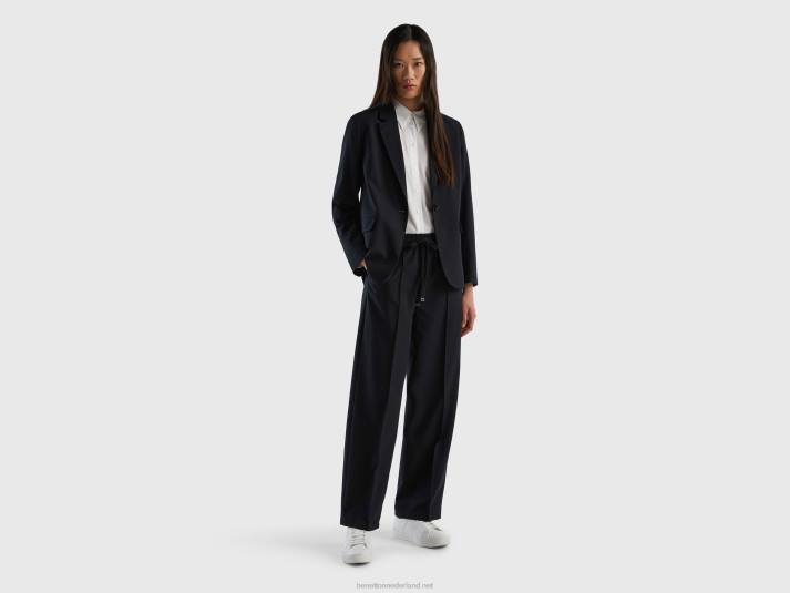 vrouwen Benetton zwierige broek met trekkoord zwart 4R62562