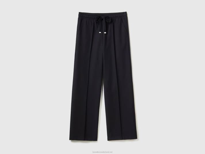 vrouwen Benetton zwierige broek met trekkoord zwart 4R62562