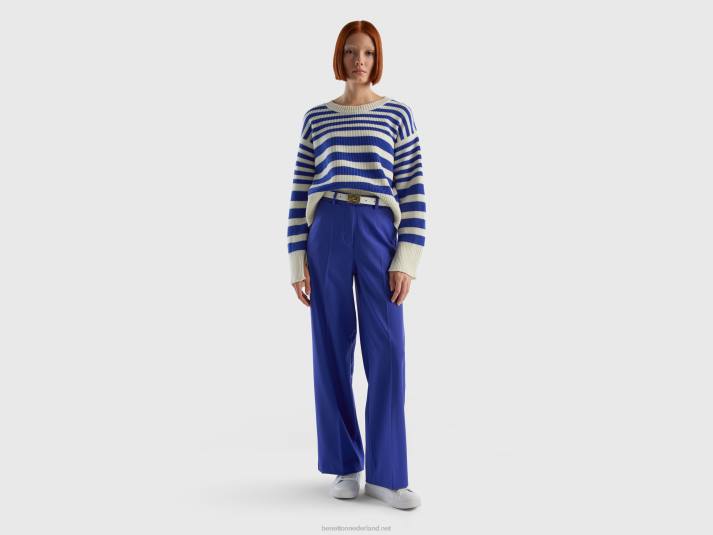 vrouwen Benetton zwierige broek met wijde pijpen helderblauw 4R62585