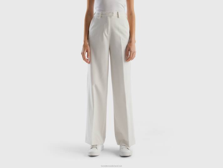vrouwen Benetton zwierige broek met wijde pijpen romig wit 4R624034