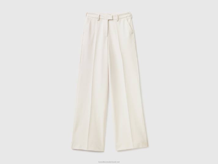 vrouwen Benetton zwierige broek met wijde pijpen romig wit 4R624034