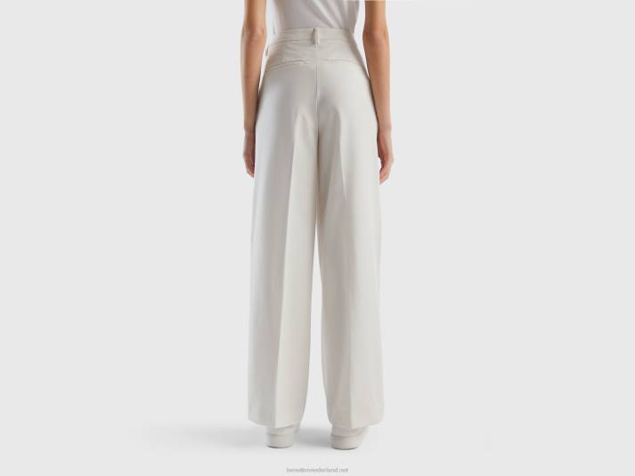 vrouwen Benetton zwierige broek met wijde pijpen romig wit 4R62608