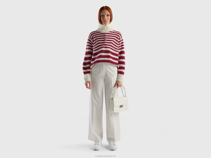 vrouwen Benetton zwierige broek met wijde pijpen romig wit 4R62608
