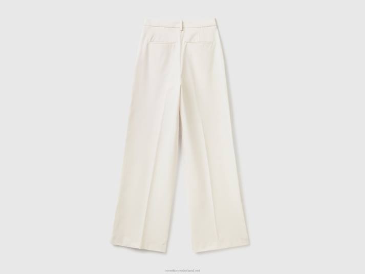 vrouwen Benetton zwierige broek met wijde pijpen romig wit 4R62608
