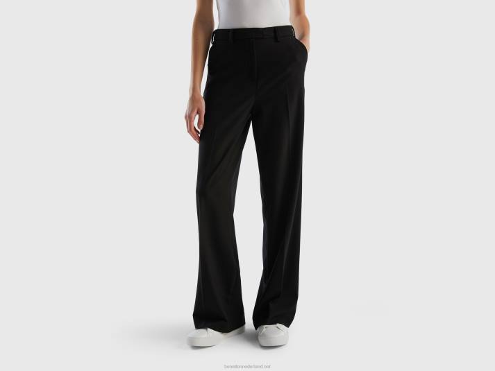 vrouwen Benetton zwierige broek met wijde pijpen zwart 4R62586