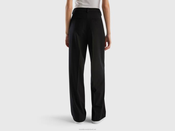 vrouwen Benetton zwierige broek met wijde pijpen zwart 4R62586