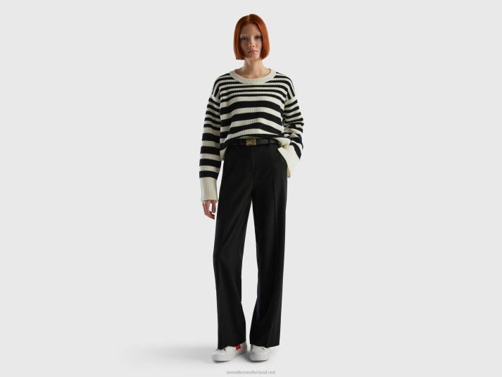 vrouwen Benetton zwierige broek met wijde pijpen zwart 4R62586