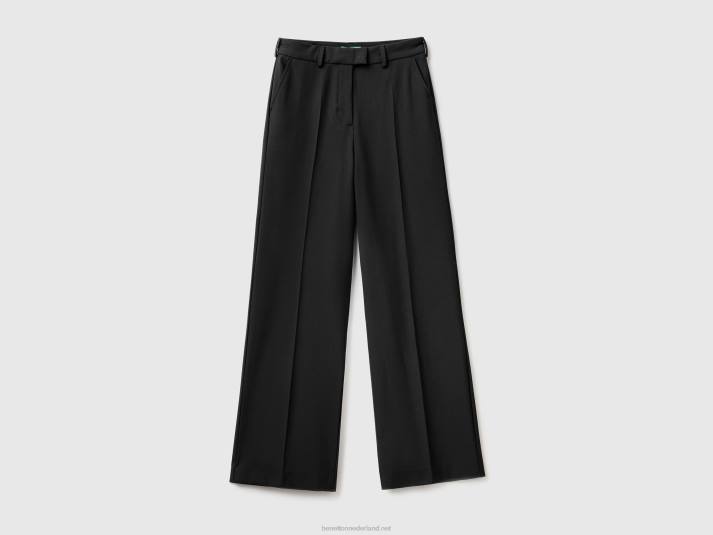 vrouwen Benetton zwierige broek met wijde pijpen zwart 4R62586