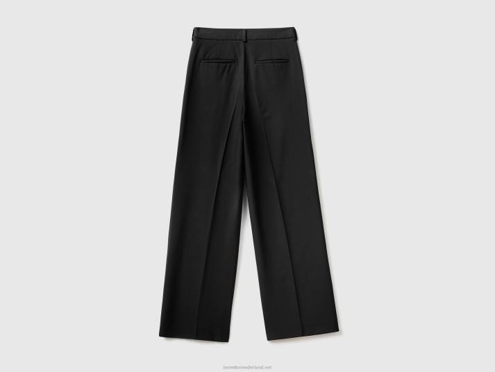 vrouwen Benetton zwierige broek met wijde pijpen zwart 4R62586