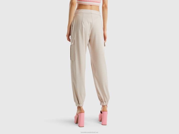 vrouwen Benetton zwierige cargobroek beige 4R624088
