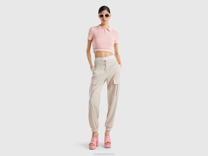 vrouwen Benetton zwierige cargobroek beige 4R624088
