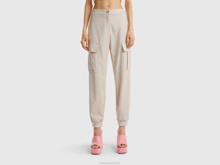 vrouwen Benetton zwierige cargobroek beige 4R62621