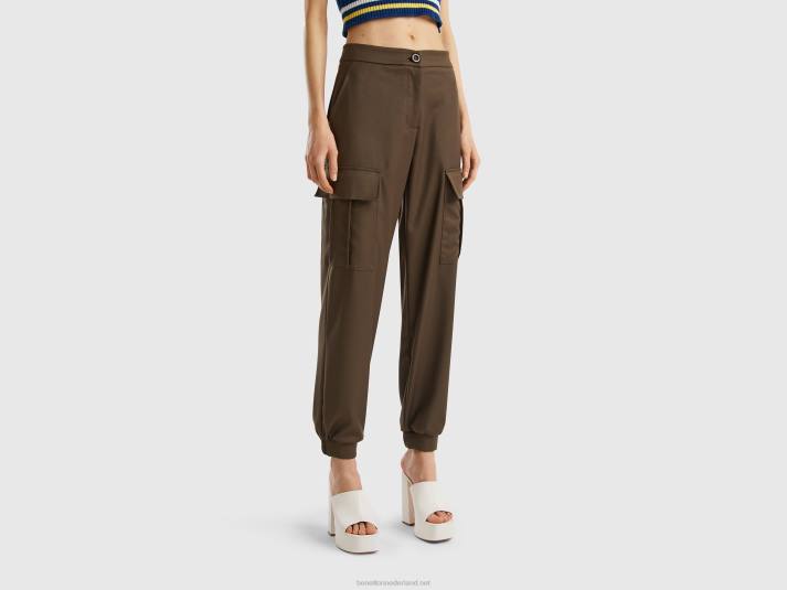 vrouwen Benetton zwierige cargobroek militair groen 4R624098