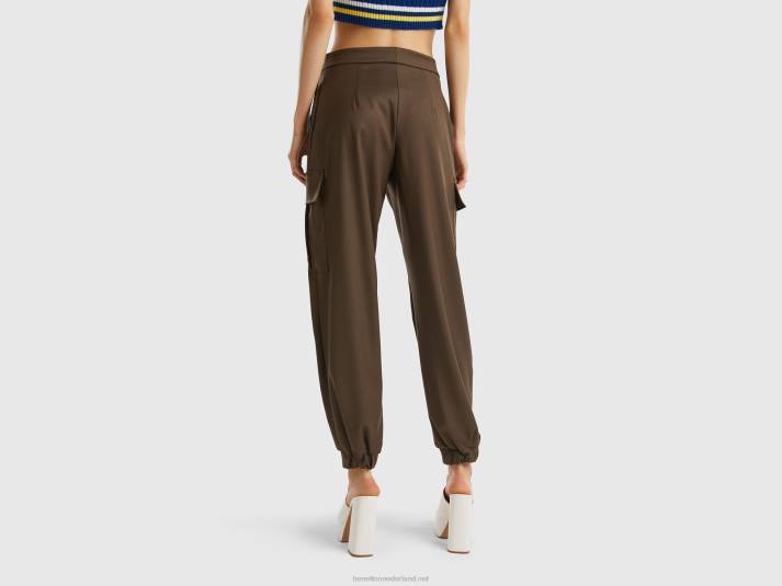 vrouwen Benetton zwierige cargobroek militair groen 4R624098