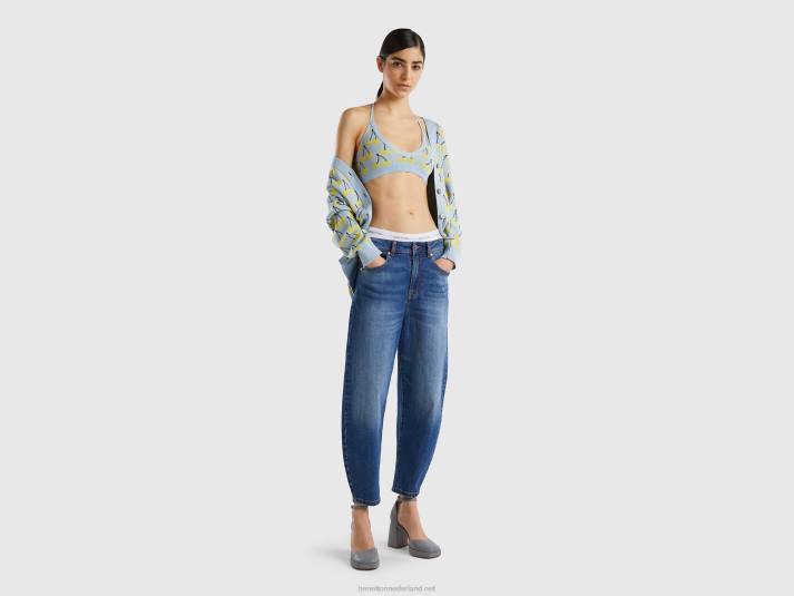 vrouwen Benetton Ballonfit jeans van 100% katoen blauw 4R62659