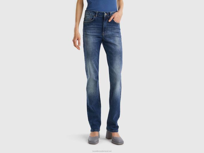 vrouwen Benetton bootcut-jeans met vijf zakken donkerblauw 4R624158