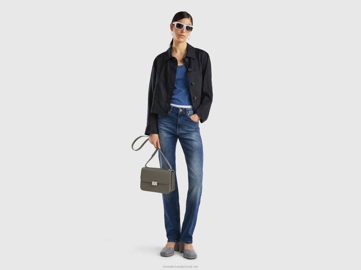 vrouwen Benetton bootcut-jeans met vijf zakken donkerblauw 4R624158