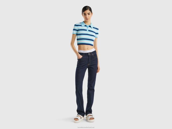 vrouwen Benetton bootcut-jeans met vijf zakken donkerblauw 4R624160