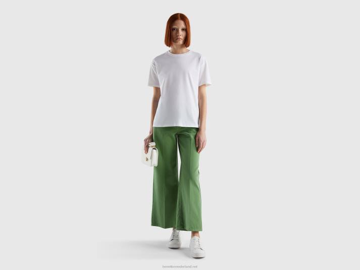 vrouwen Benetton broek met hoge taille en wijde pijpen groente 4R62658