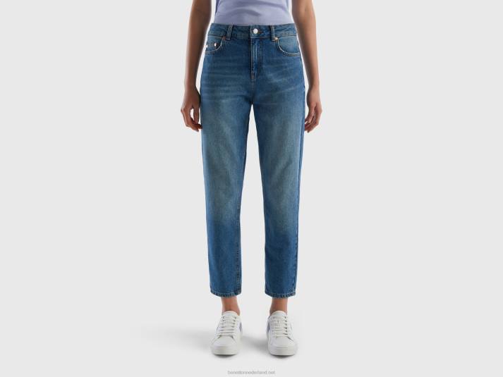 vrouwen Benetton cropped jeans met hoge taille blauw 4R624136