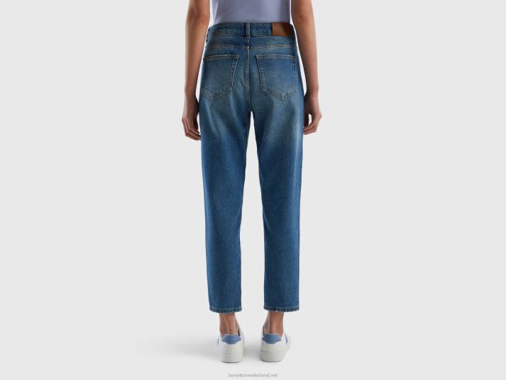 vrouwen Benetton cropped jeans met hoge taille blauw 4R62662