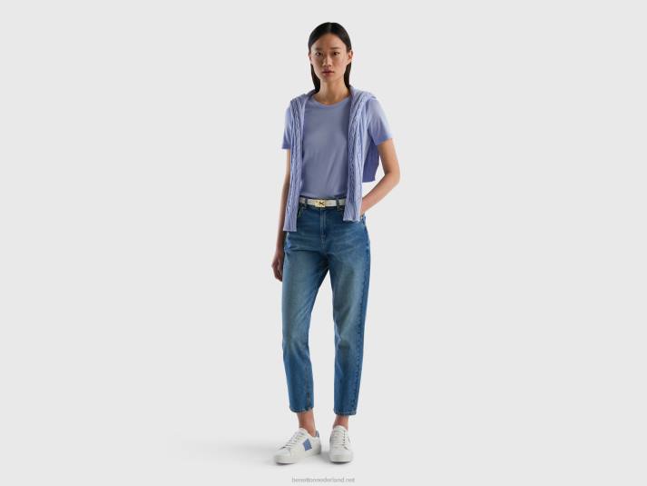 vrouwen Benetton cropped jeans met hoge taille blauw 4R62662