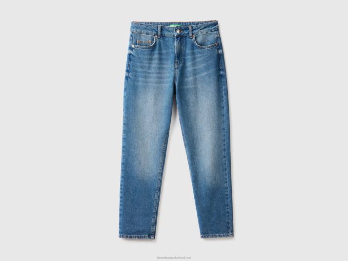 vrouwen Benetton cropped jeans met hoge taille blauw 4R62662