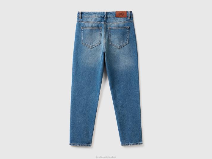 vrouwen Benetton cropped jeans met hoge taille blauw 4R62662