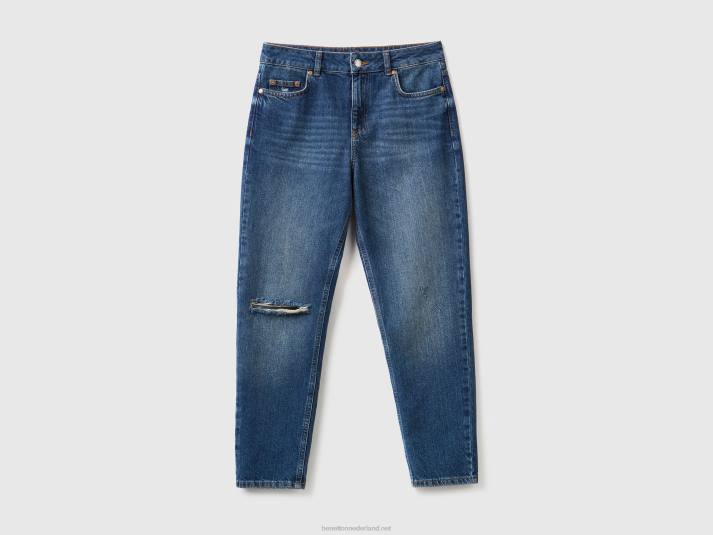 vrouwen Benetton cropped jeans met hoge taille donkerblauw 4R62664