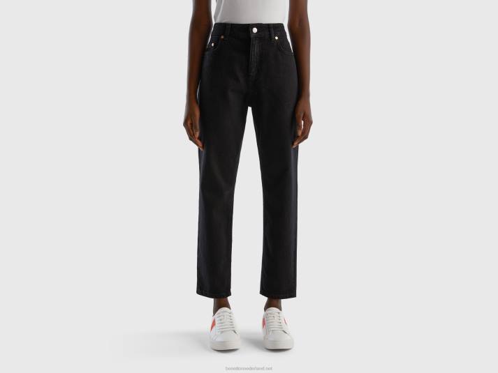 vrouwen Benetton cropped jeans met hoge taille zwart 4R624133