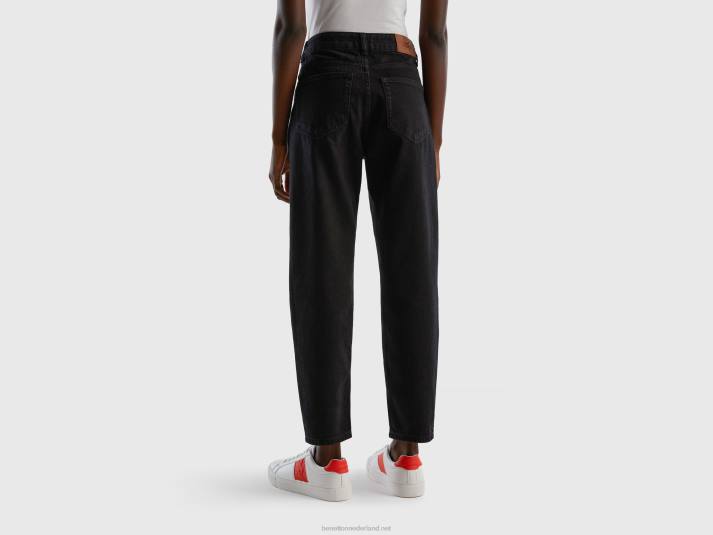 vrouwen Benetton cropped jeans met hoge taille zwart 4R62660