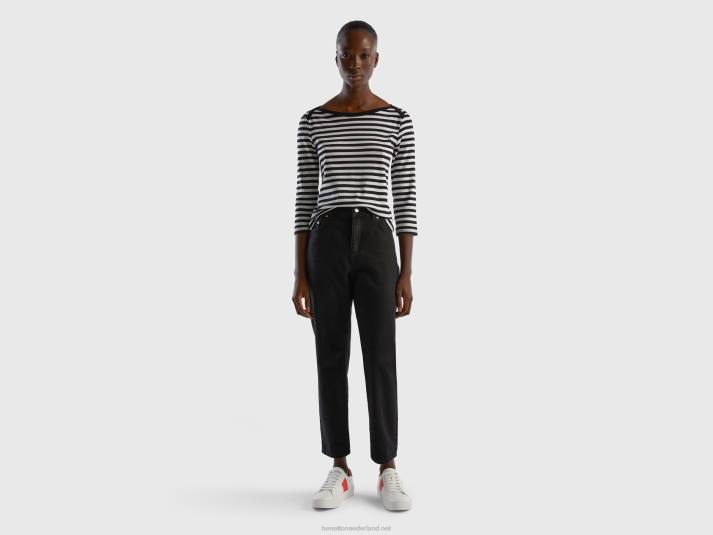 vrouwen Benetton cropped jeans met hoge taille zwart 4R62660