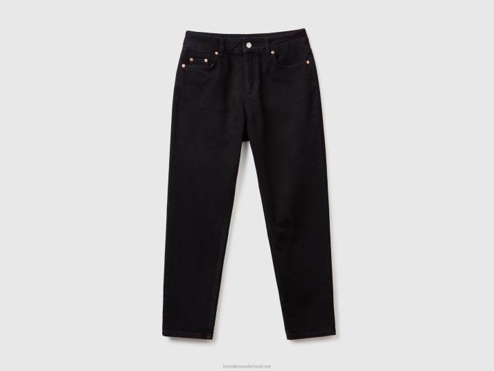 vrouwen Benetton cropped jeans met hoge taille zwart 4R62660