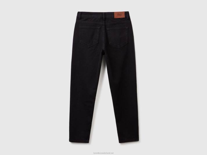 vrouwen Benetton cropped jeans met hoge taille zwart 4R62660