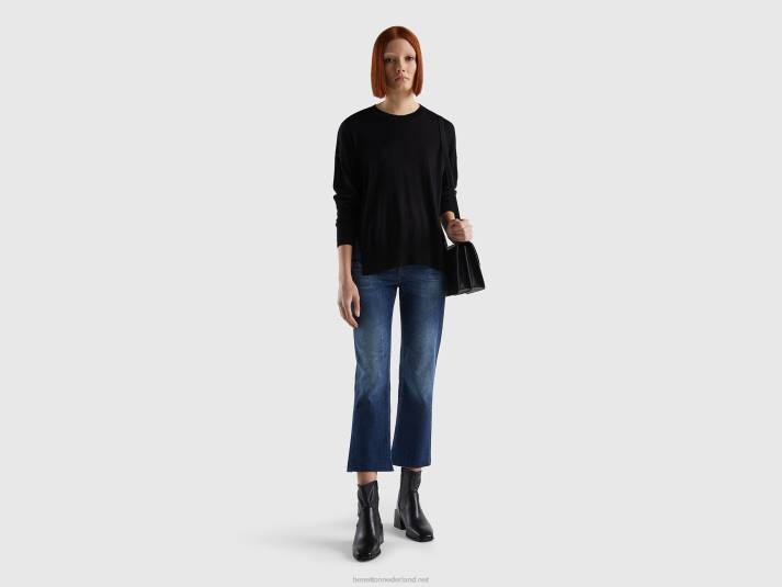 vrouwen Benetton cropped jeans met vijf zakken donkerblauw 4R62667