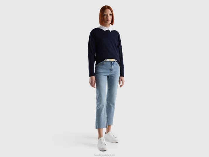 vrouwen Benetton cropped jeans met vijf zakken hemelsblauw 4R62669