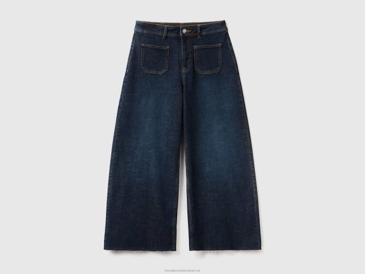 vrouwen Benetton cropped jeans met wijde pijpen blauw 4R62668