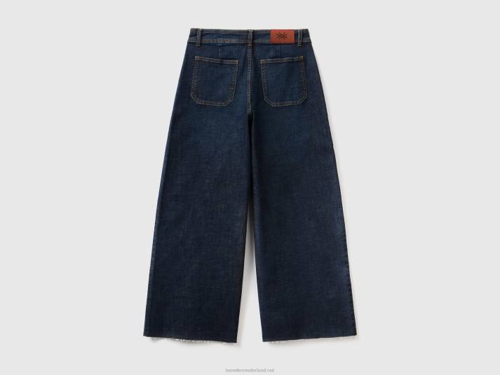 vrouwen Benetton cropped jeans met wijde pijpen blauw 4R62668