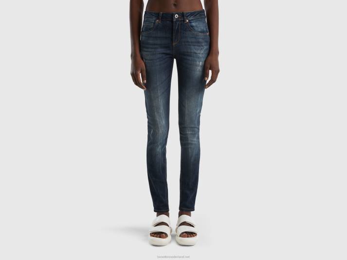 vrouwen Benetton skinny fit push-up jeans donkerblauw 4R624156