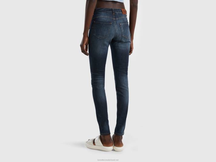 vrouwen Benetton skinny fit push-up jeans donkerblauw 4R62678