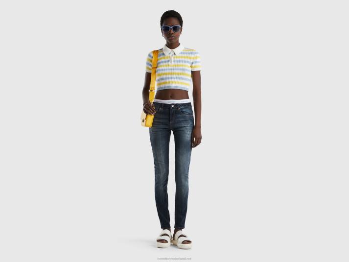 vrouwen Benetton skinny fit push-up jeans donkerblauw 4R62678