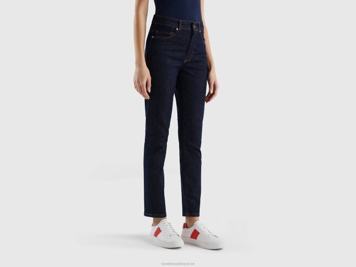 vrouwen Benetton slimfit jeans van stretchkatoen donkerblauw 4R624159