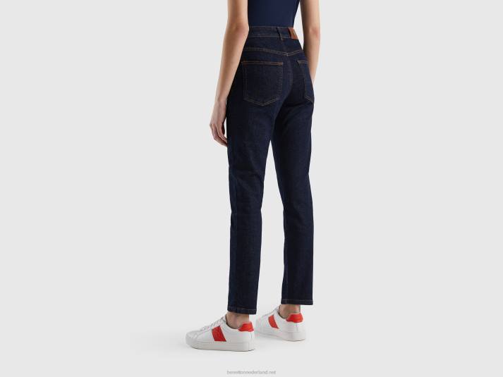 vrouwen Benetton slimfit jeans van stretchkatoen donkerblauw 4R624159