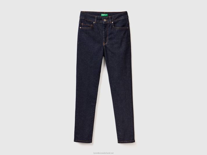 vrouwen Benetton slimfit jeans van stretchkatoen donkerblauw 4R624159