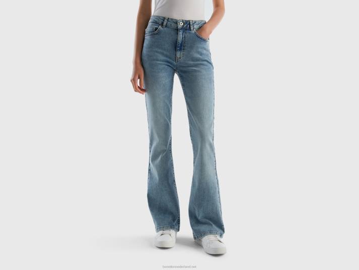 vrouwen Benetton uitlopende stretchjeans blauw 4R624143