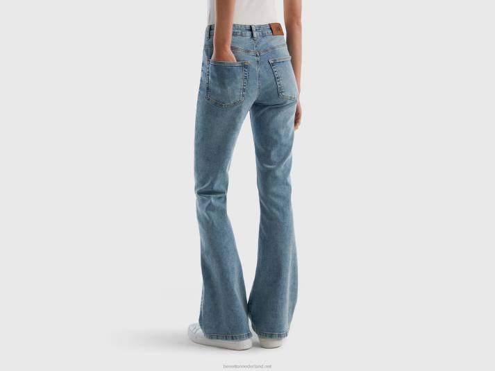 vrouwen Benetton uitlopende stretchjeans blauw 4R624143