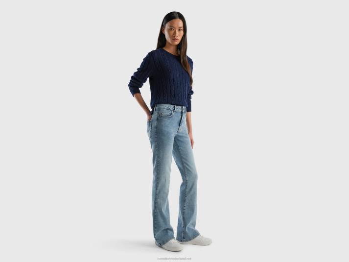 vrouwen Benetton uitlopende stretchjeans blauw 4R624143