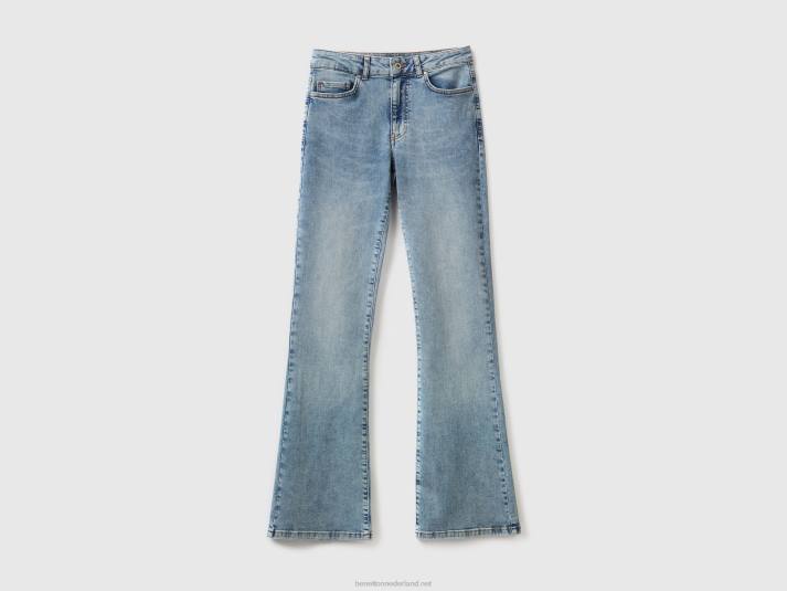 vrouwen Benetton uitlopende stretchjeans blauw 4R624143
